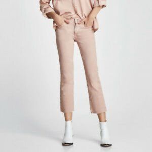 ZARA Basic blush pink straight cropped jeans sz 2 ii